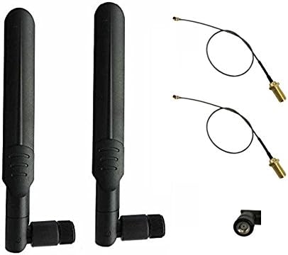HUACAM HCM21 2X 8dBi 2.4GHz 5GHz 5.8GHz Dual Band Wireless Network WiFi RP SMA Male Antenna+2x21CM U.FL/IPEX to RP SMA Female Pigtail Cable