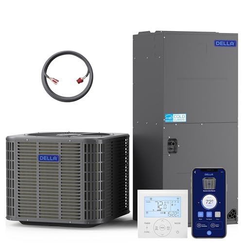 DELLA 47,000 BTU Ducted Central Air Conditioner with Air Handler, Heat Pump Inverter System AC, 18 SEER2 208-230V, Wired Controller, Two-Stage Compres