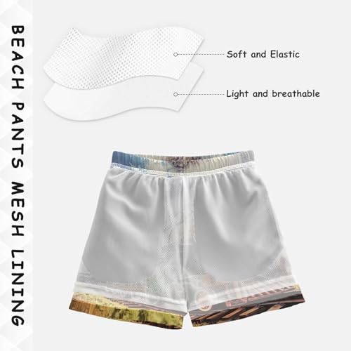 Pigsaly Boys Swim Trunks Vintage Locomotive Train Truck Boys Board Shorts Swimsuit Swimwear Summer Bathing Suit 2T Multicolor4