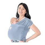 KeaBabies Baby Wrap Carrier Ring Sling - Easy to Wear, Adjustable D-Lite Baby Carrier Newborn to Toddler, Infant Carrying Shirt, Hands Free Bonding, Breathable Fabric Wearing Wrap (Powder Blue)