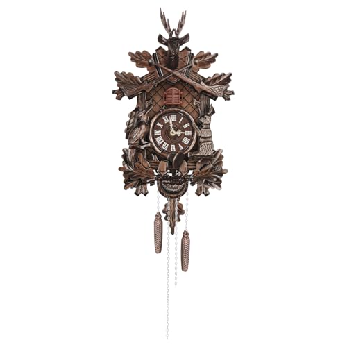 Purptarol Cuckoo Clock Forest Wooden Cuckoo Clock Pendulum Wall Clock Vintage Large Wooden Wall Clock with Volume Adjustable for Home Living Room Office