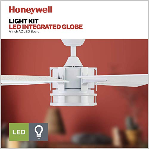 Honeywell Ceiling Fans Kaliza Modern 56 Inch Ceiling Fan with Light, Remote Control Fan, LED Indoor Fan with 6 Blades, Gray Wash and White Blade Finish Options, White (51477-01) - image 6