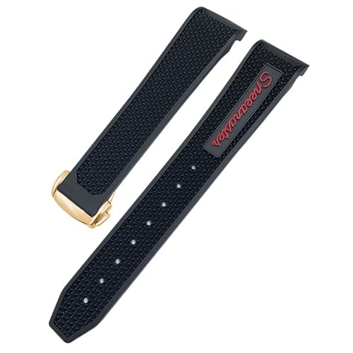 Bracelet montre silicone 19mm noir liseré rose pour Omega Speedmaster 326
