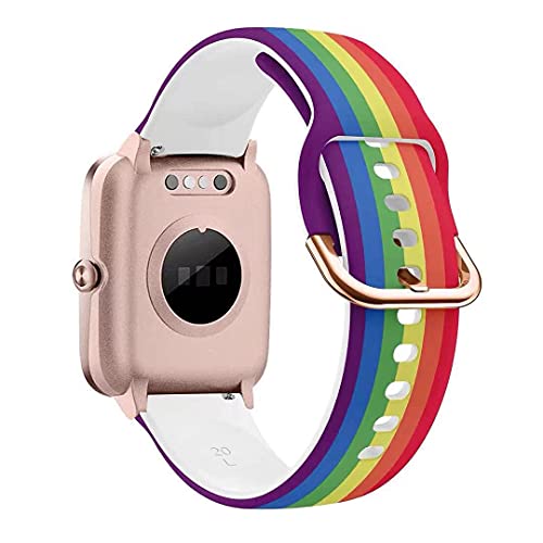 Vicrior Bands Compatible With 19Mm Id205L Smart Watch, Quick Release Soft Silicone Fadeless Pattern Printed Floral Replacement Band For Id205L, Id205G Id205 Id205U Id205S, Rainbow #TOP2