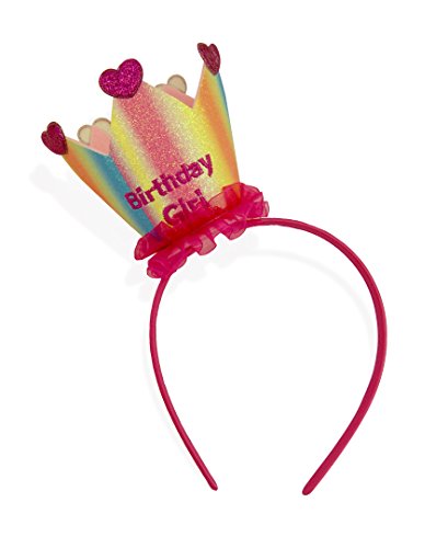 One Size Embroidered Birthday Girl Rainbow Colored Princess Crown Birthday Headband for Girls