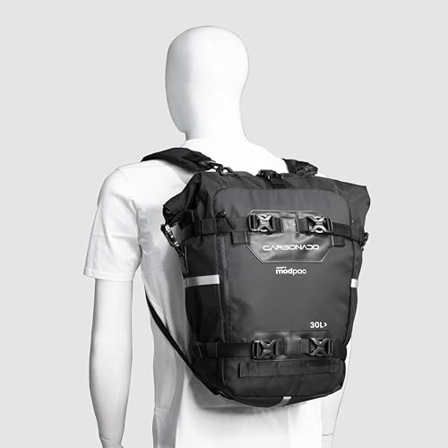 Image of Carbonado Modpac 30L | 100% Waterproof Motorcycle Tailpack | Saddle Bag | Crash Guard Bag (Black) | Polyester