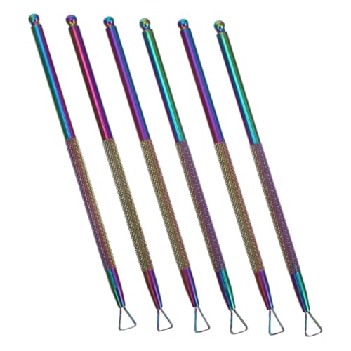 OSOLADY Stainless Steel Nail Polisher Tool Set 6pcs Cuticle Pusher and Scraper Gel Nail Polish Remover Comfortable Handle for