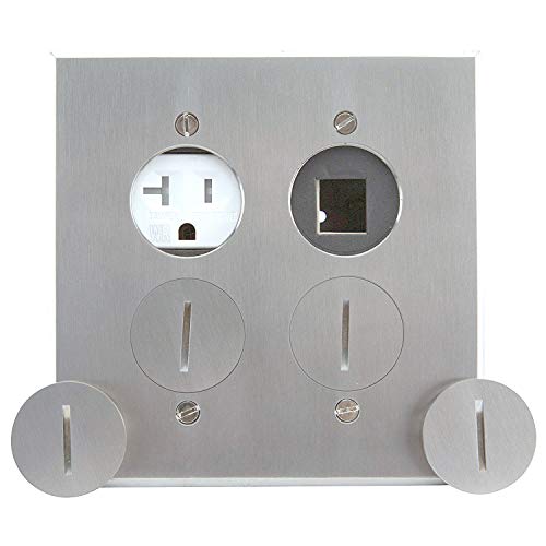 Enerlites Screw Cap Cover Floor Box Kit, 5” X 5” 2-Gang, 20A Tamper-Weather Resistant Receptacle Outlet, Keystone Ports, Watertight, Corrosive Resistant, Ul Listed, 975510-Ss-D, Stainless Steel #TOP3