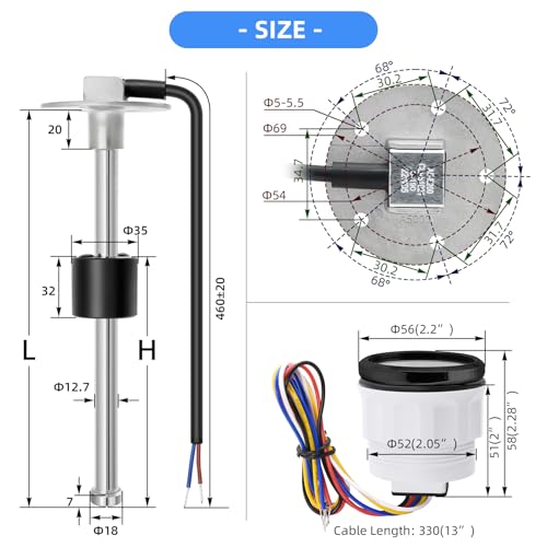 Indicador de nivel de combustible con reloj de depósito y sensor de 175mm 7