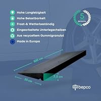 bepco Premium Schwellenrampe - Auffahrrampe aus recycltem Gummi, mit eingelagerten Unterlegscheiben für Terassen, Türschwellen, Bordsteinkanten, Treppen (mit Nageldübel, 100 x 35 x 7,5 cm) – Ansicht 5