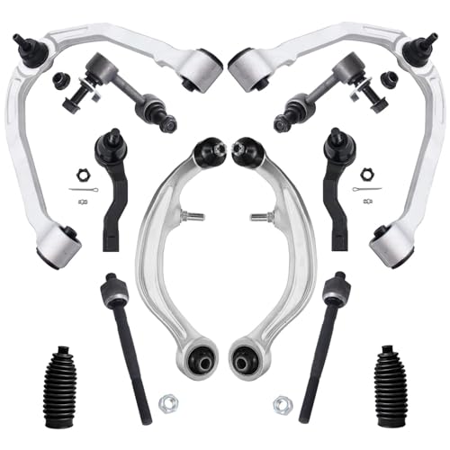 Image of Detroit Axle - RWD Front 12pc Control Arms Kit for 03-07 INFINITI G35, 03-09 Nissan 350Z, 4 Control Arms 4 Tie Rods 2 Sway Bars 2 Boots 2003 2004 2005 2006 2007 Replacement