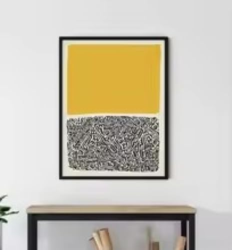 Toile abstraite jaune et noir pour décorer un appartement moderne ou un salon spacieux