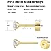 Threadless Flat Back Earrings, Hypoallergenic 14K Real Gold Plated CZ Stud Earrings | Cartilage Earring | Tragus Helix Piercing Jewelry | Push in Flatback Earrings for Women Men (3 Millimeters, 14K Gold)