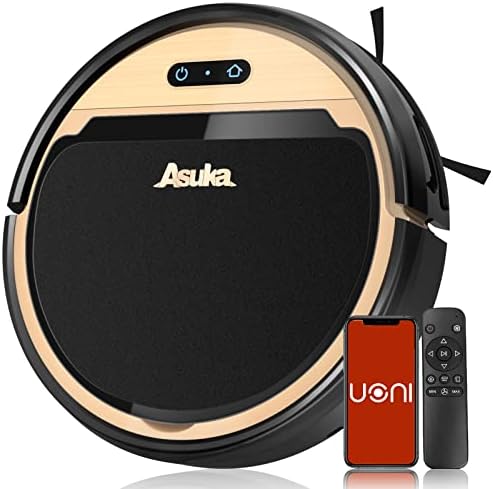 UONI Robot Vacuum Cleaner, Self-Charging Robotic Vacuum and mop, Strong Suction, Quiet Slim, Gyro Navigation, APP Remote Control, Ideal for Hard Floor, Pet Hair, Medium-Pile Carpet