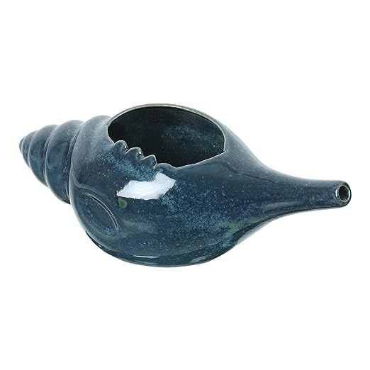 Image of Leak Proof Durable Ceramic Neti Pot with Nostril Plugging Support Better Capacity Holds 300 ml Spill Proof with Comfort Grip Lead Free Microwave Dishwasher Safe (Dark Green)