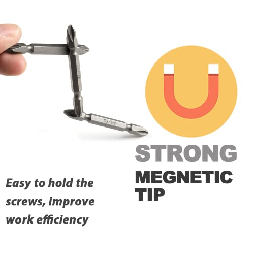 Vesttio Double Ended Phillips Cross Slot Ph2#2 Two Sided Screwdriver Bit Set 10Pcs 1/4 Inch Hex Shank 2.56 In/65 Mm Length S2 Steel With Magnetic For Power Screwdriver Impact Drill Toolkit Accessory #TOP5