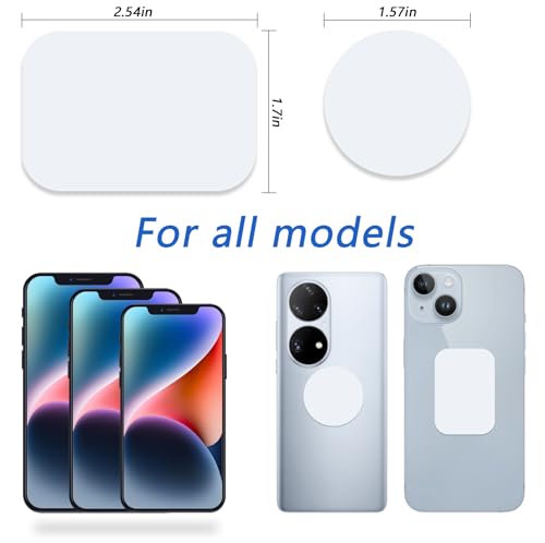 ZYAOTWQZ Phone Magnets for Back of Phone, Universal Metal Plates, 2 Rectangular and 2 Round with Adhesive, car Phone Magnets (white)