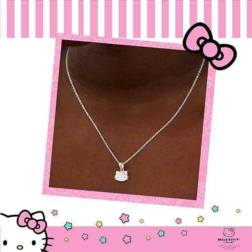Hello Kitty Sanrio Womens Sterling Silver Necklace 18" - Sterling Silver Necklace Officially Licensed2