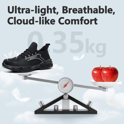 Image of Hogent Steel Toe Shoes for Men Women, Puncture Resistant Work Shoes, Lightweight Breathable Slip On Safety Sneakers Ideal for Construction Warehouse Manufacturing