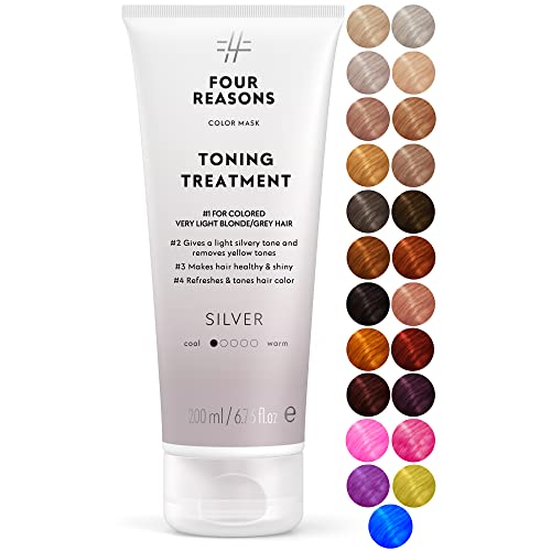 Image of FOUR REASONS Color Mask, Silver (27 Colors) - Hair Gloss & Color Depositing Conditioner - Semi Permanent Hair Toner for Color-Treated Hair Color For Women - Vegan & Cruelty-Free - 6.76 fl oz