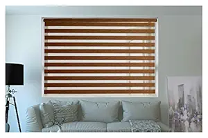 ZEBRA BLINDS Polyester Blend Wooden Blind for Window or Outdoor Home Decor (Brown)