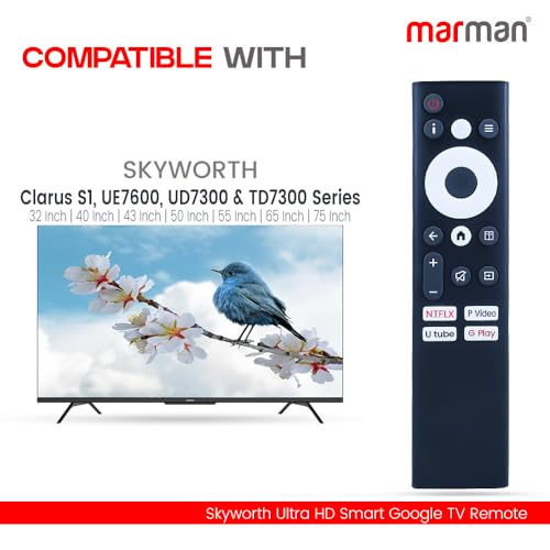 Image of marman Compatible with Skyworth Google TV Remote Suitable for Smart 4K UHD QLED Full HD & HD Tv's Non Voice Command - Match Keys Exactly with Existing Remote Controller