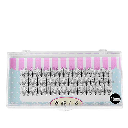 Grafting False Eyelashes, Volume Fans Eye Lashes Extensions Thickness 0.07mm,C Curls, Grafting Nature Long Individual Eyelashes Makeup Black Soft Fake Eye Lashes Clusters (12mm, 11D)