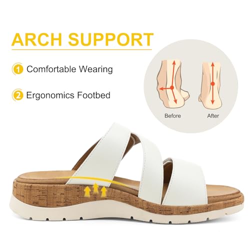 Image of UBFEN Womens Low Wedge Sandals Comfortable Walking Slide with Arch Support 2 Adjustable Strap for Casual Outings and All-Day Wear