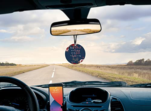 Wirester 2 Pieces Hanging Ornaments For Christmas Tree Holidays, Party, Car, Home, Office Decoration, Large 3 Inch Acrylic Ready To Hang Ornament - Christian Romans 12:12, Psalm 119:105 #TOP6