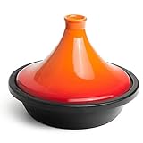 Tagines Original Moroccan, Cooking Pot Enameled Cast Iron Suitable For 1-4 People,Orange