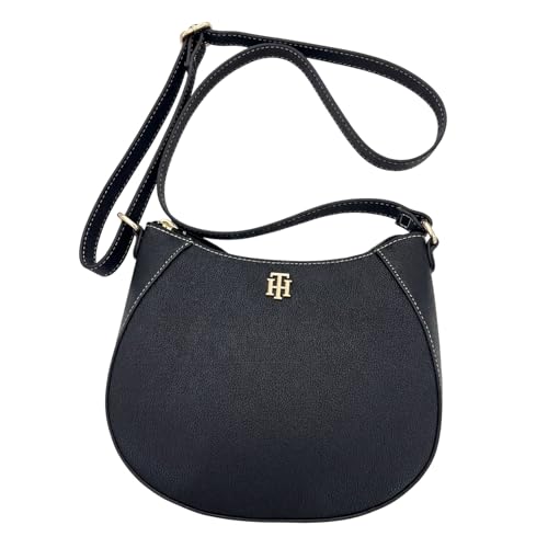 Tommy Hilfiger Bolsa Transversal Meia Lua Preta com Costura