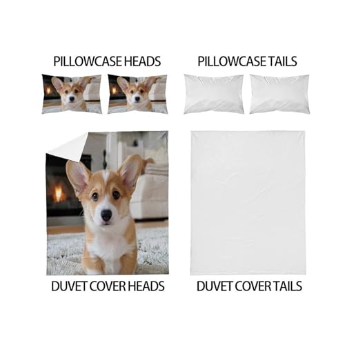 Housse de couette 220x240 chiots parure lit animaux microfibre imprimé 3D