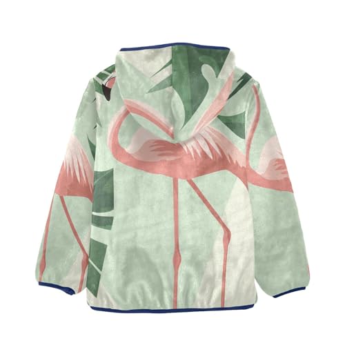 Flamingo Graphic Girls Fleece Jacket Girls Fall Jacket Girls Zip Up Hoodie Girls Sherpa Jacket 2-10T2