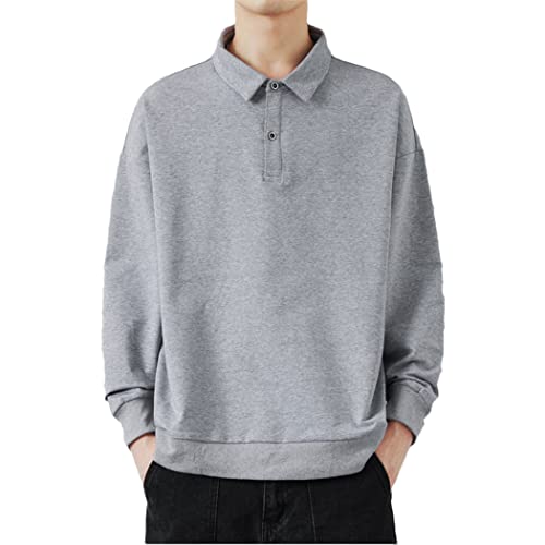 Polo à revers pour homme : évitez le froid de l'automne avec ce t-shirt manches longues gris XXL