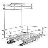 mRUB 2-Tier Cabinet Pull Out Shelves - Stainless Steel Under Shelf Storage for Kitchen, Pantry or Ba