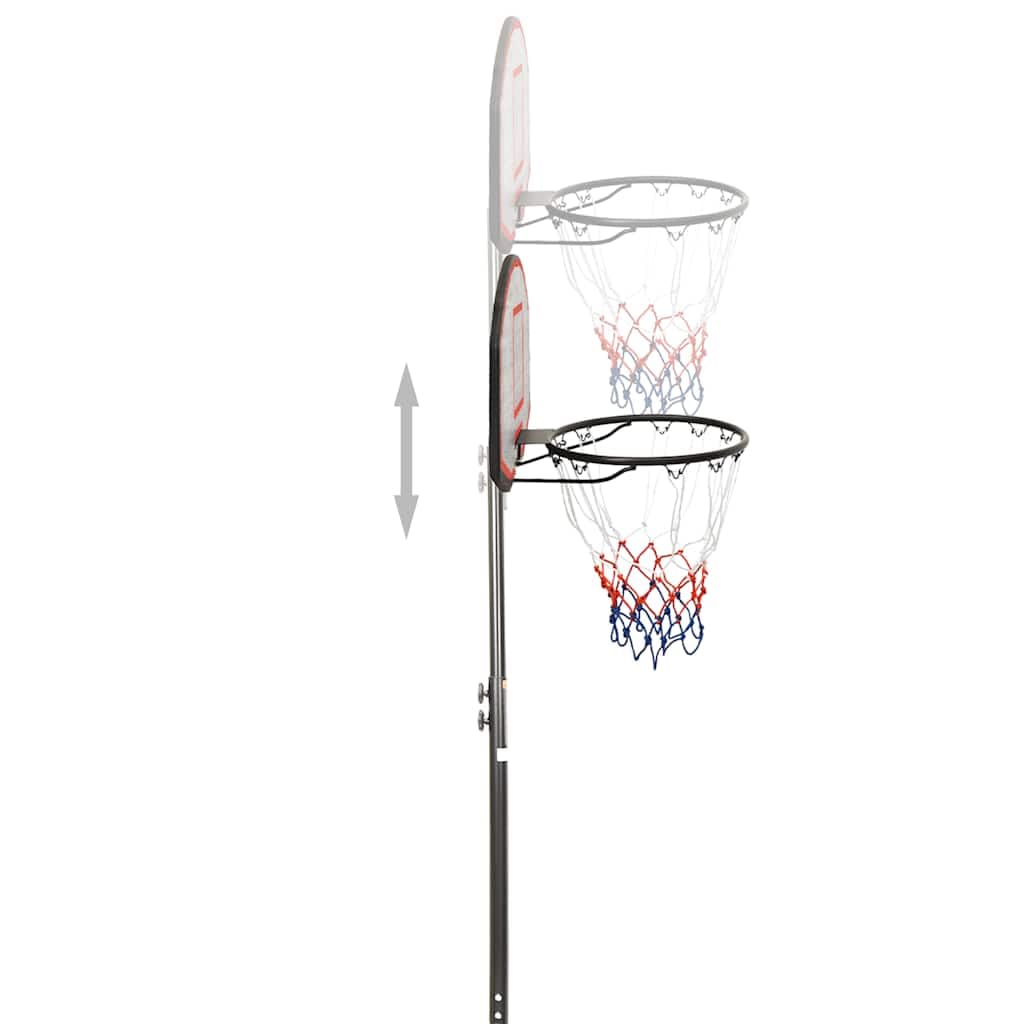 Soporte de baloncesto ajustable de 258 a 363 cm con soporte enrollable para jardín e interior