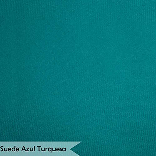 Puff Decorativo para Sala de Estar Opala Suede Azul Turquesa - Montanaris Decor