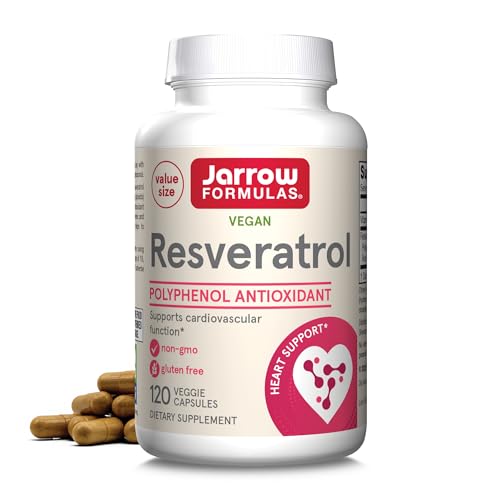 Jarrow Formulas® Resveratrol 100 mg, Dietary Supplement, Antioxidant Support for Cardiovascular Function, 120 Veggie Capsules, 120 Day Supply