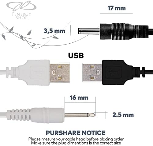 FENERGY SHOP Replacement Charging Cable Set | USB Charger Cords - 2.5mm/3.5mm for Wireless Massagers - Fast Charging