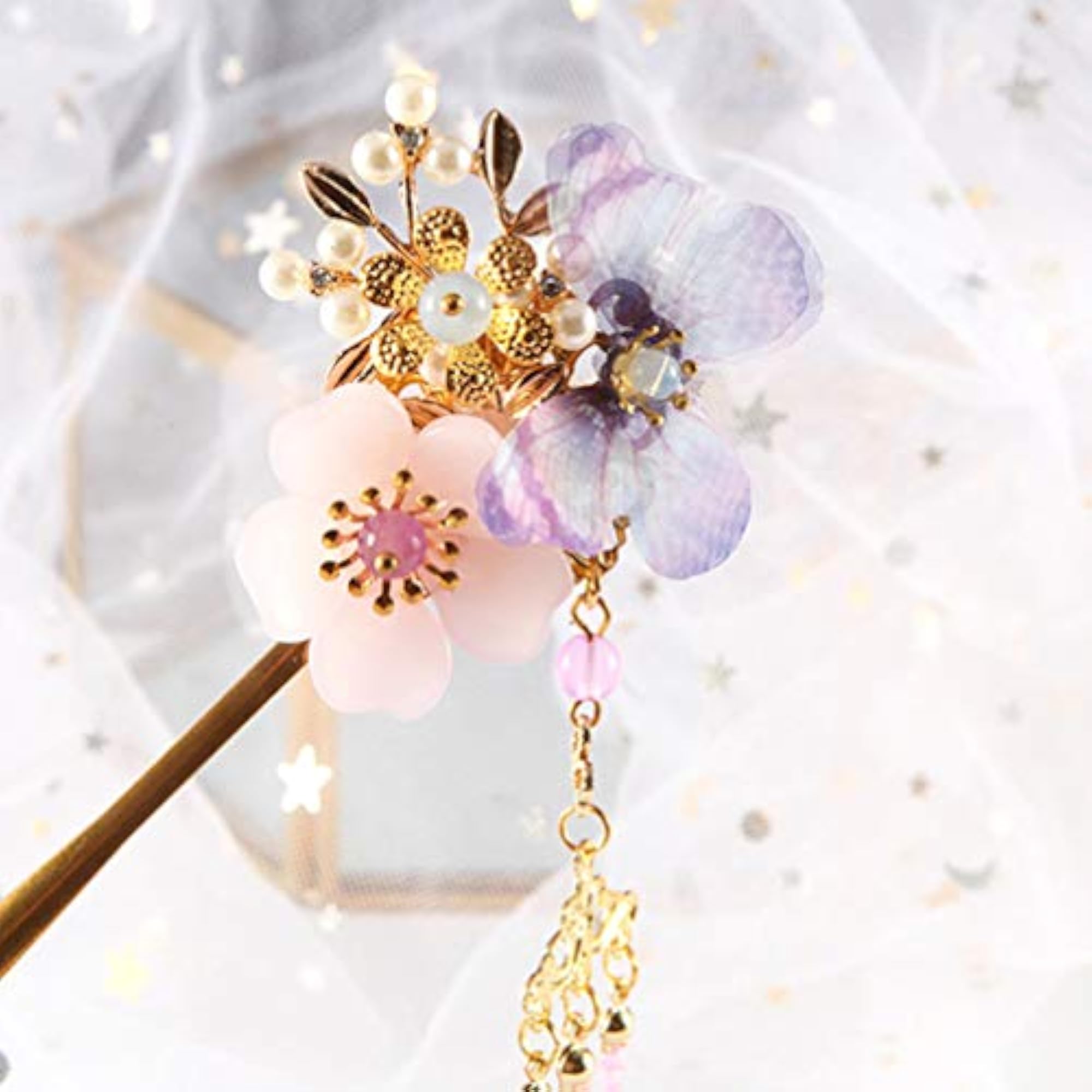 Retro Butterfly Hairpin, Vintage Bead Tassel Hair Accessory