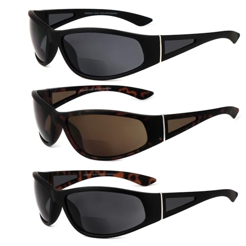 Ysorrisox 3 Pairs Bifocal Sunglasses For Men And Women, Wrap Around Tinted Sun Readers With Side Protection Lenses cover