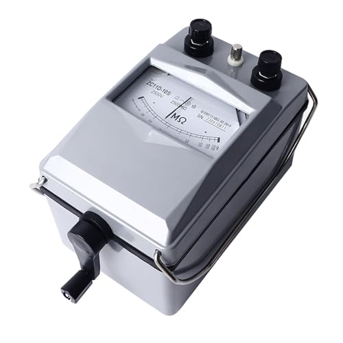 Image of 2500V Insulation Tester, Hand Crank Ground Ohm Meter, Aluminum Case Megohmmeter, 0-2500 Measuring Range, Portable with Stainless Steel Handles
