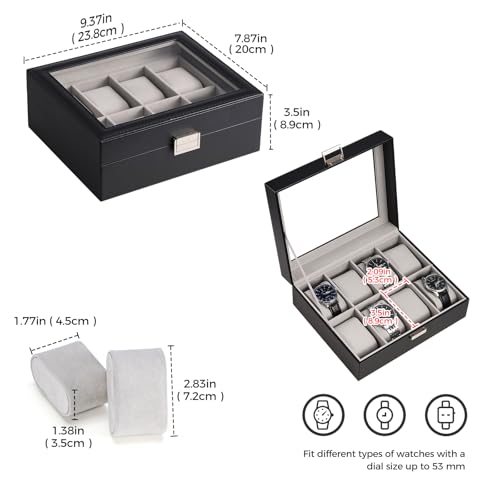 Image of ProCase Watch Box, 8 Slot Mens Watch Display Case, Black