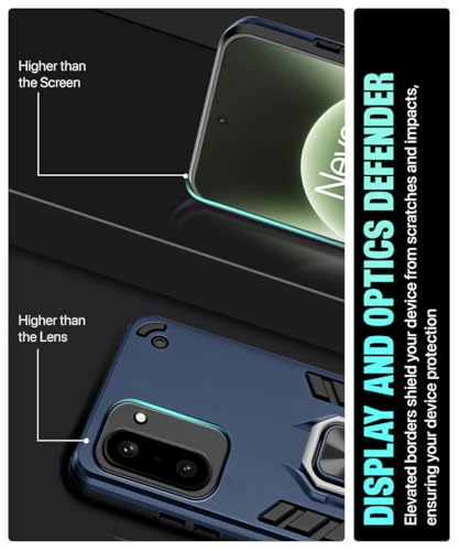 Image of WOW IMAGINE Shock Proof Back Case Mobile Cover for 1+ OnePlus 15R 5G 2025 | Back Cover Case (Tough Armor | Hybrid PC + TPU | Ring Holder & in-Built Kickstand | Blue)