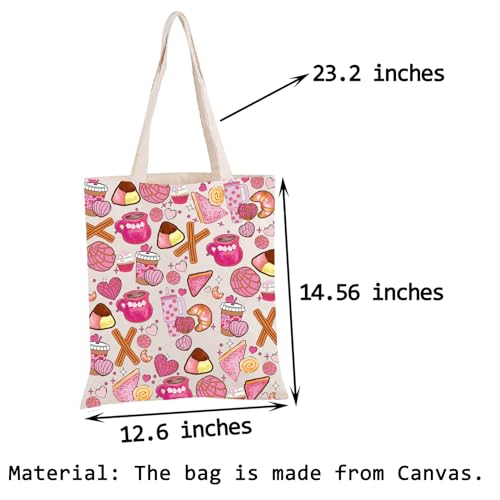 PWHAOO Mexican Food & Pastries Tote Bag - Mexican Food Lover Gift with Concha Design2