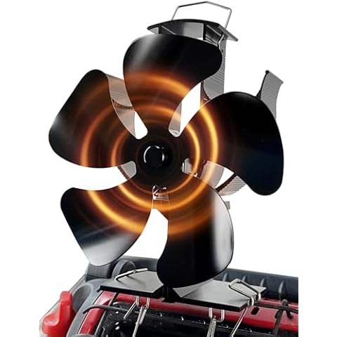 Tomersun Wood Stove Fan for Buddy Heater, Heat Powered Fireplace Fan 5 Blades Stove Fans with Bracket Fixed on Propane Space Heater/Mr. heater, Camping Outdoor/Indoor Use Cover
