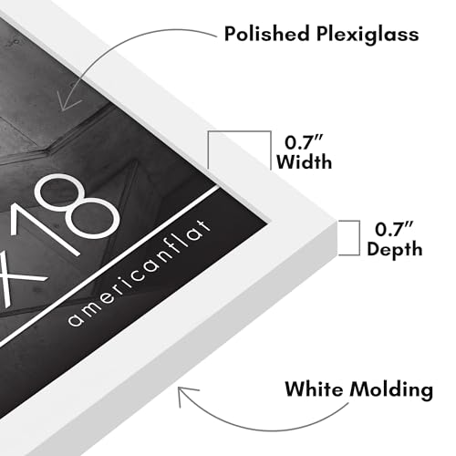 Americanflat 12x18 Poster Frame with Polished Plexiglass - Streamline Collection - Thin Border Picture Frame for Wall Display - Hanging Hardware Included - White
