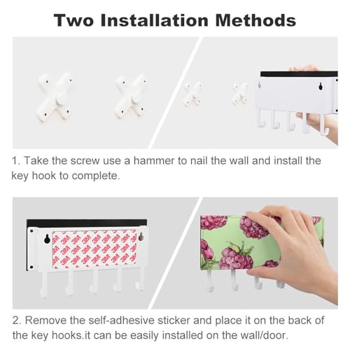 Gancho para llaves de pared resistente con diseño de melocotón y frambuesa 4
