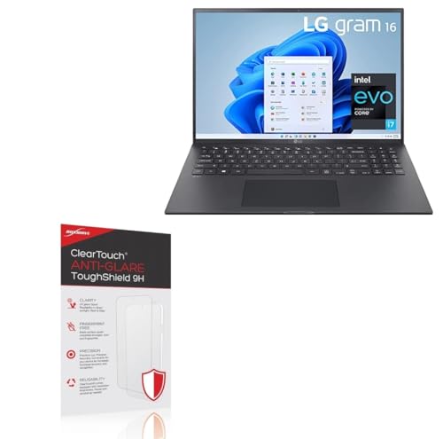 BoxWave Screen Protector Compatible With LG Gram 16 (16Z90P) - ClearTouch Anti-Glare ToughShield 9H (2-Pack), Anti-Glare 9H Tough Flexible Film Screen Protector