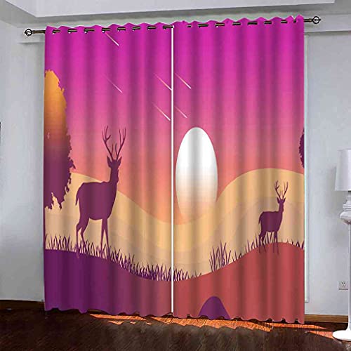 Rideaux occultants d'enfant forêt pleine lune polyester 3D - 2